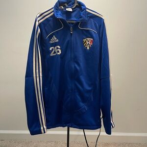 Adidas Blue Varsity Jacket with White Accents